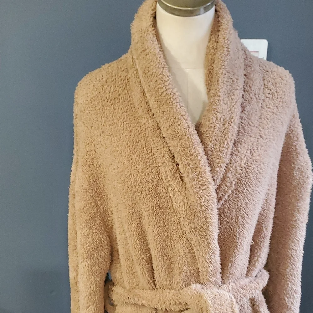 Barefood Dreams Cozy Tan Fleece Long  Robe - Picture 3 of 9